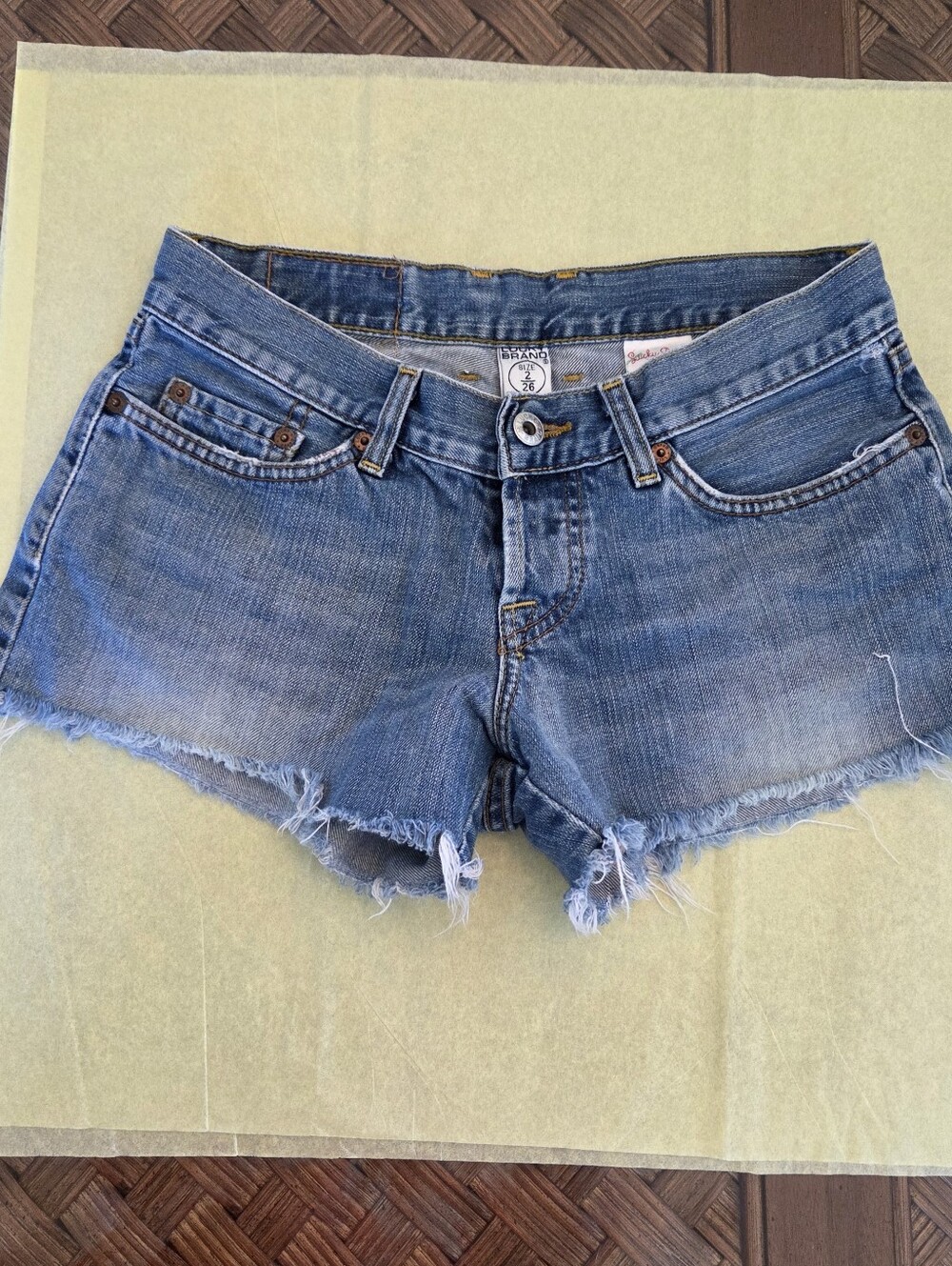 Lucky Brand Daisy Duke Jean Denim Short 26 Button Fly MADE IN USA Frayed Cutoffs - Picture 3 of 14